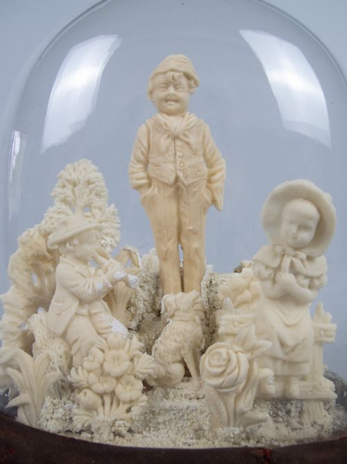 fig 1. Unusual 19th Century Wax Work Diorama In Original Glass Dome