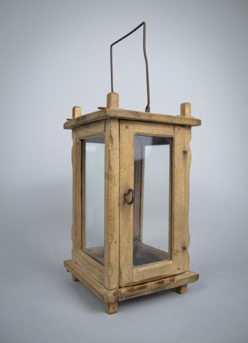 Rare Early 19th Century Wooden Hanging Candle Lantern / Barn Lantern.