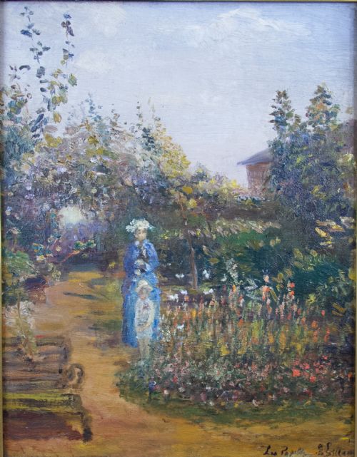 fig 2. Mid 19th Century French School Impressionist Oil On Canvas - Mother & Child In Garden.