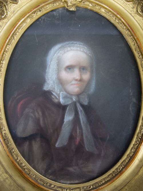 fig 1. 19th Century Pastel Portrait Of A Seated Lady In Gilt Frame