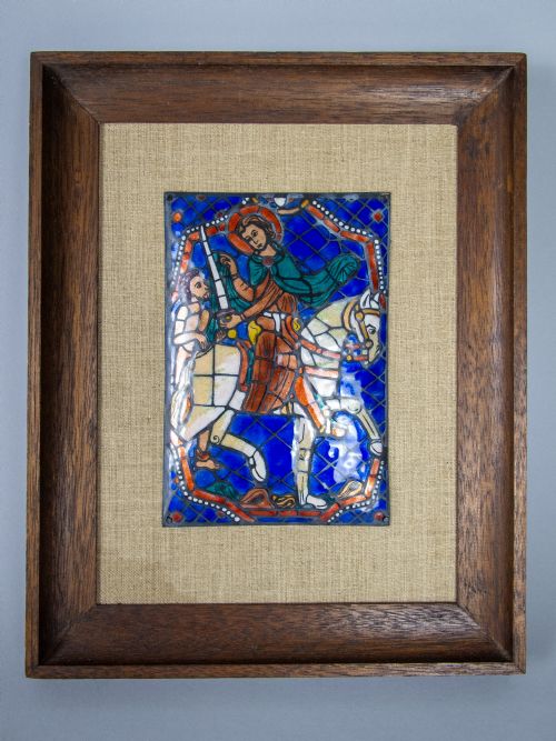 French Arts & Crafts Limoges Enamel & Copper Plaque by Sornin Marguerite (1883-1974)