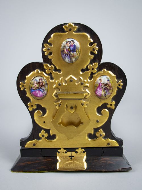 fig 1. Victorian Betjemann's Patent Coromandel & Porcelain Book Slide, c.1860.