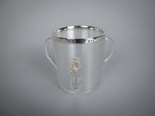 Sterling Silver Mounted Glass Tyg Form Match Striker, London, 1894.