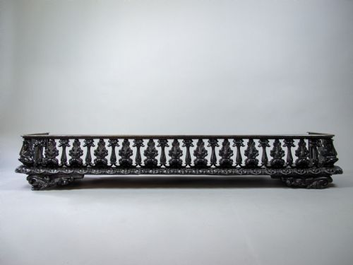 fig 1. Large Victorian Cast Iron Fire Kerb With Pierced Foliate Design.