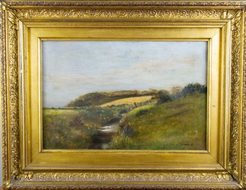 Signed 19th Century English School Oil on Canvas - Country Stream / English Landscape