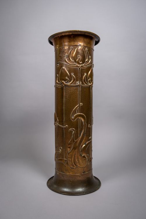 Arts & Crafts Hammered Copper Stick Stand, C.1900