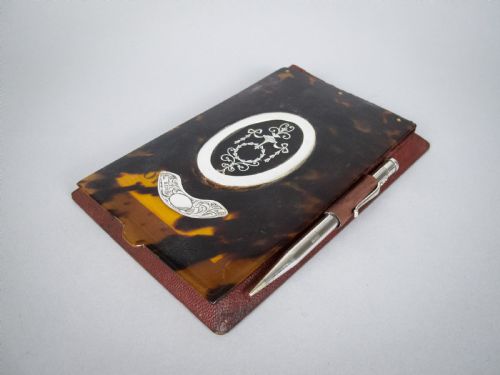 Sterling Silver & Tortoiseshell Notebook Holder with Pen, 1922. Asprey, London Retail.