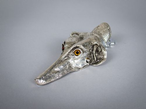 Novelty Silver Plated Dog Paper Clip, C.1920. (Greyhound / Whippet)