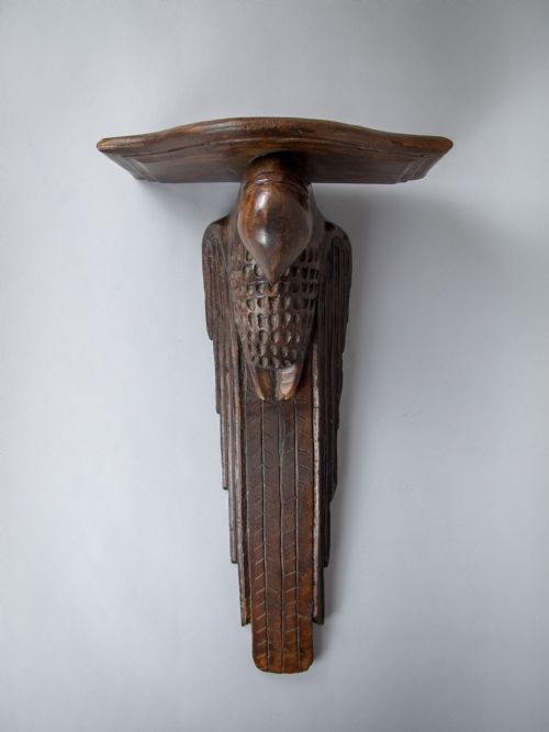 Art Deco Carved Parrot Wall Sconce Shelf, C.1930.