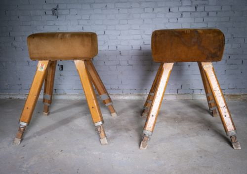 fig 2. Near Pair Of Suede Niels Larsen & Son Pommel Horses, c.1920 & 40.