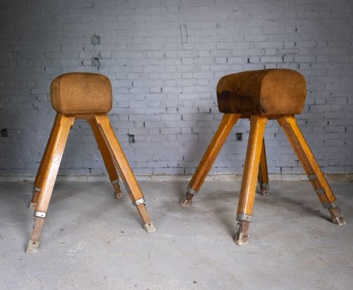 fig 3. Near Pair Of Suede Niels Larsen & Son Pommel Horses, c.1920 & 40.