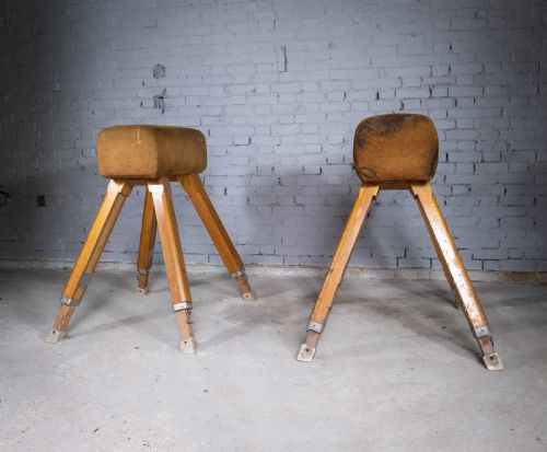 fig 4. Near Pair Of Suede Niels Larsen & Son Pommel Horses, c.1920 & 40.