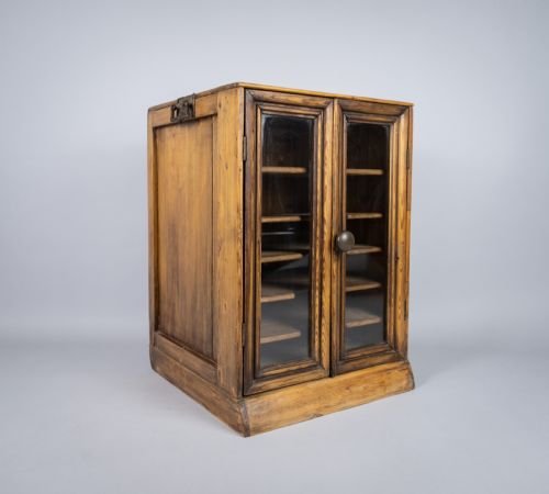 Early 20th Century Glazed Pine Collector's Cabinet.