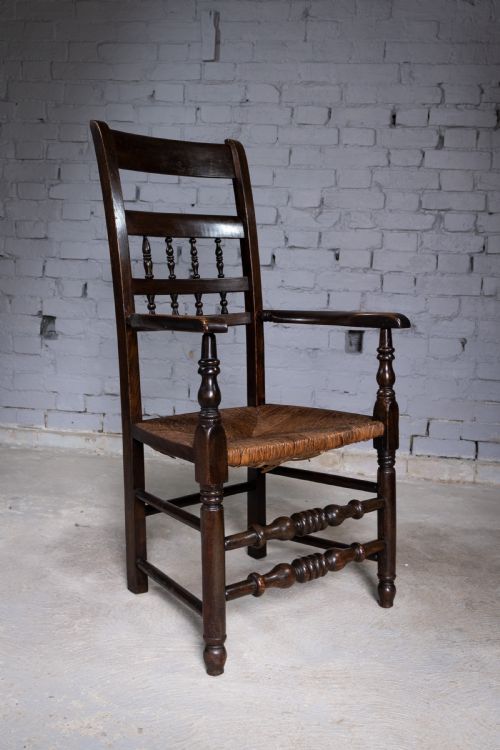 fig 1. Early 19th Century North Country Elm & Oak Spindle Back Country Chair