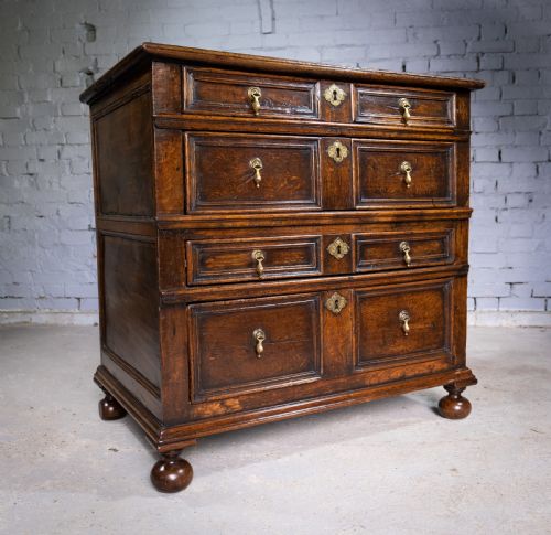Charles II English Oak Chest of Drawers, C.1680.
