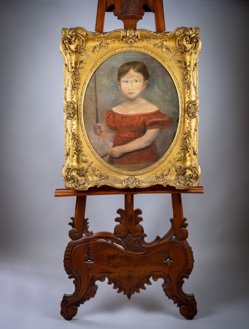 Large Early 19th Century Portrait of a Young Girl. English School. Oil on Canvas.