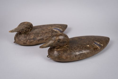 Pair of 19th Century Wooden Painted Decoy Ducks