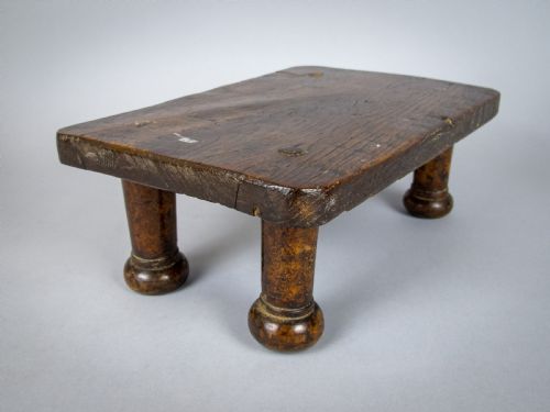 19th Century Oak Candle Stand / Country Stool.