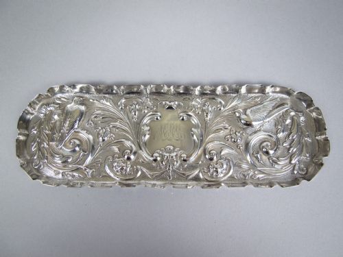 Ornate Sterling Silver Pin Tray by William Comyns & Sons, London, 1894.