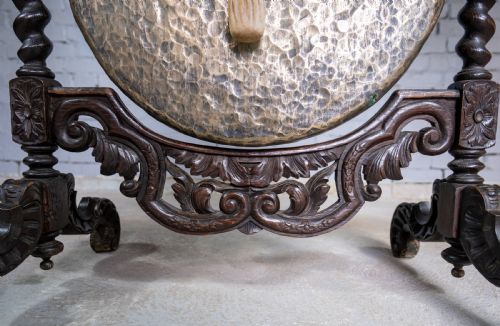fig 2. Large 19th Century Carved Oak and Brass Dinner Gong