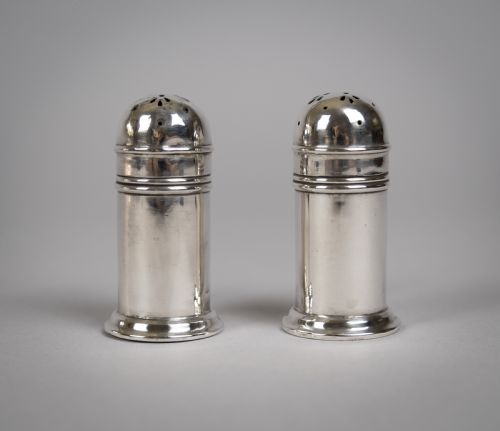 Pair of Sterling Silver Pepperettes (With Glass Liners) by Docker & Burn, Birmingham, 1922