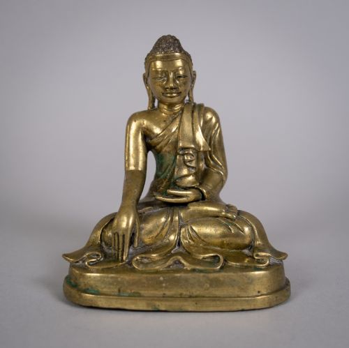 19th Century Gilt Bronze Shakyamuni Buddha Figure.