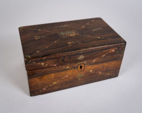 Rosewood Box Hand-painted in Sheraton Revival Taste.