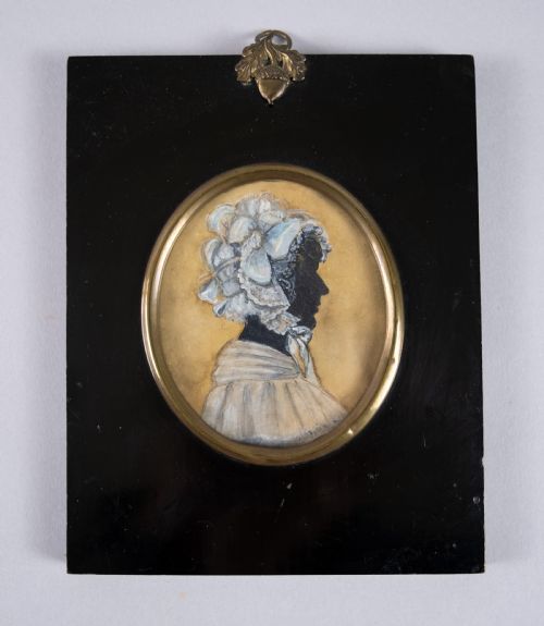Early 19th Century Hand Painted Silhouette - Lady in Bonnet.