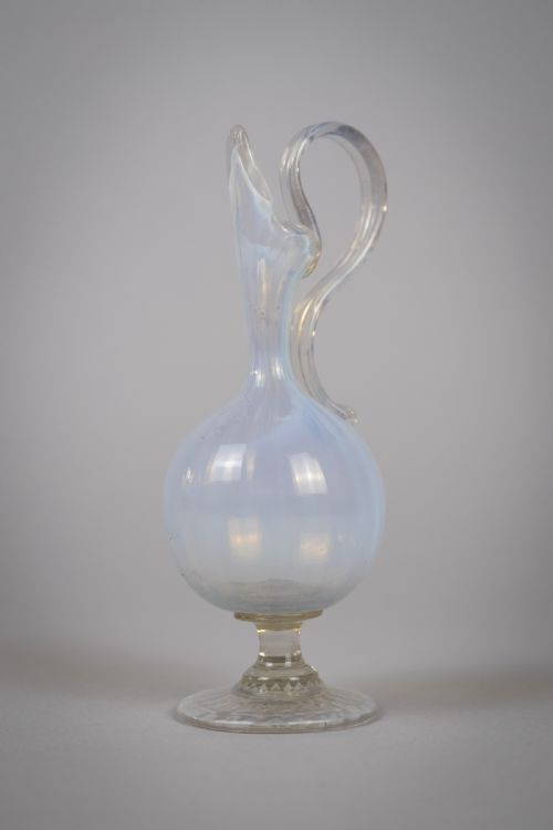 Venetian Revivalist Hand Blown Opalescent Glass Ewer, C.1890