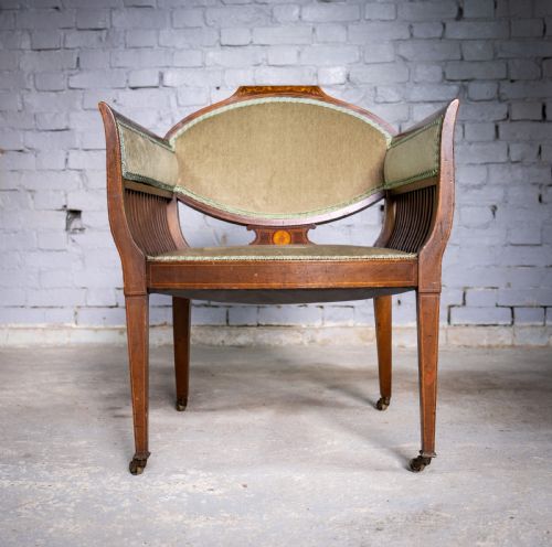 fig 2. Early 20th Century Sheraton Revival Inlaid Mahogany Tub Chair.