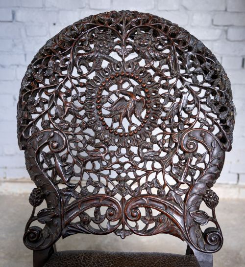 fig 2. 19th Century Burmese Anglo-Indian Carved Rosewood Chair.