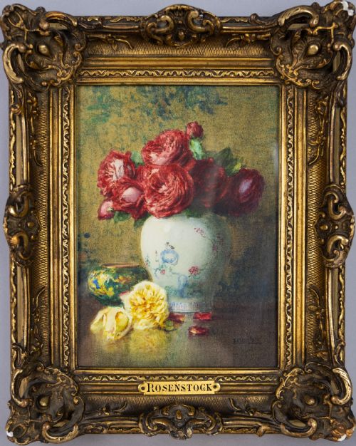 fig 1. Isidore Rosenstock (1880-1956) - Still Life Of Roses In A Chinese Jar. Signed Watercolour, c.1920