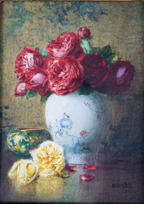 fig 2. Isidore Rosenstock (1880-1956) - Still Life Of Roses In A Chinese Jar. Signed Watercolour, c.1920
