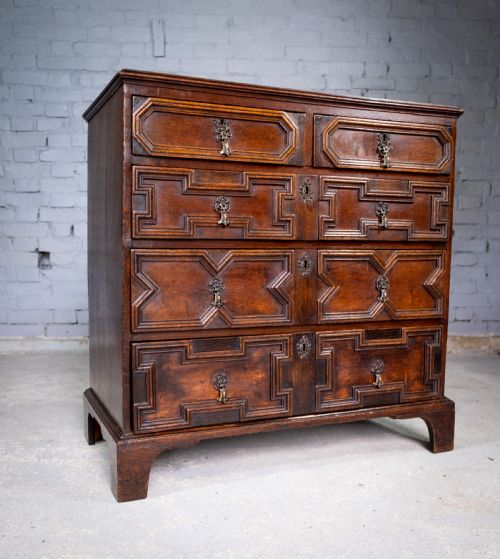 18th Century & Later Geometric Oak Chest of Drawers.
