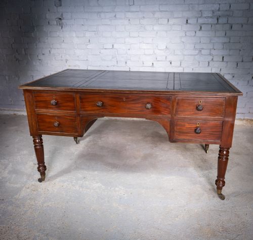 William IV Double Sided Flame Mahogany Library Table with Writing Slope.