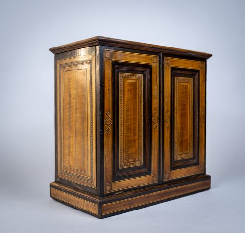 fig 1. 19th Century Inlaid Mahogany Drop Front Stationary Box, c.1880.