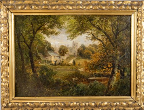 David Payne (1843-1894) 'A Glimpse of Haddon Hall'. Signed Verso. Oil on Canvas.