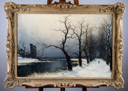 fig 1. Nils Hans Christiansen (Danish, 1850-1922) - Skaters In A Winter Landscape.