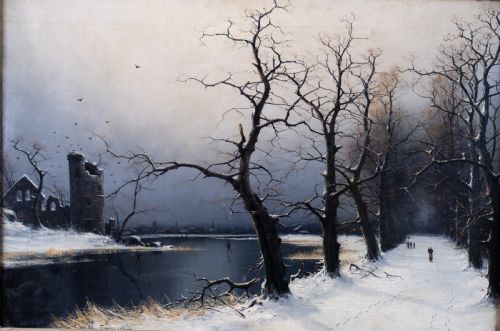fig 2. Nils Hans Christiansen (Danish, 1850-1922) - Skaters In A Winter Landscape.