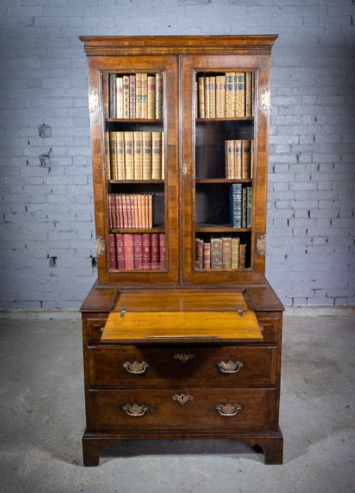 George II Walnut Featherbanded Secretaire C.1740-1760.