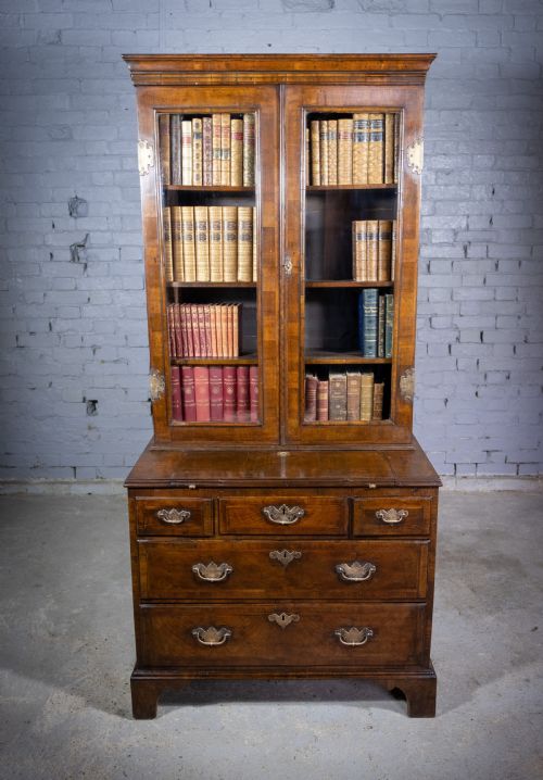 fig 1. George II Walnut Featherbanded Secretaire c.1740-1760.