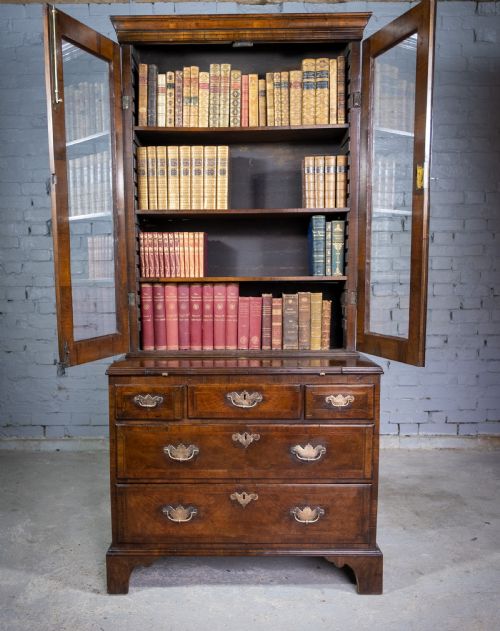 fig 2. George II Walnut Featherbanded Secretaire c.1740-1760.