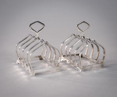 Pair Sterling Silver Toast Racks by William Suckling Ltd, Birmingham, 1964.