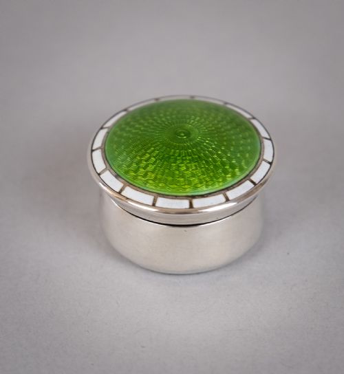 Rare Sterling Silver & Dual Enamel Pill Box by Levi & Salaman, C.1910