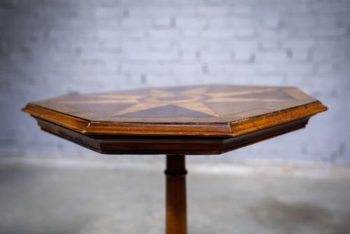 fig 1. Fine 19th Century Parquetry Inlaid Star Tripod Table.