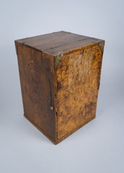 fig 1. Campaign Style Burr Walnut & Mahogany Folding Vanity Box