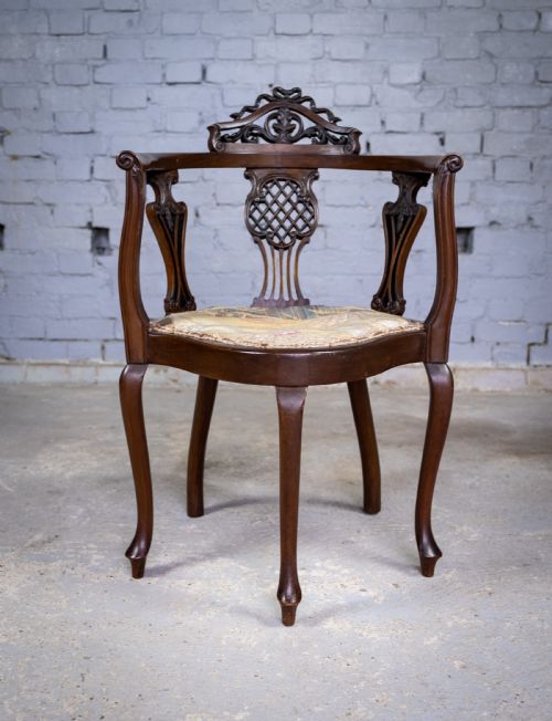 Unusual Victorian Five Leg Mahogany Tub Chair