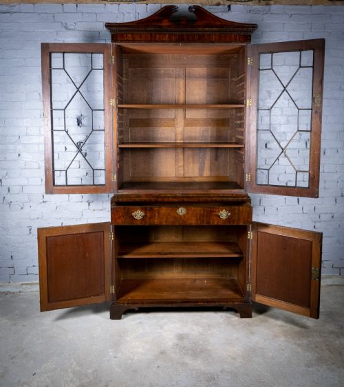 fig 1. George III Chippendale Period Mahogany Glazed Bookcase.