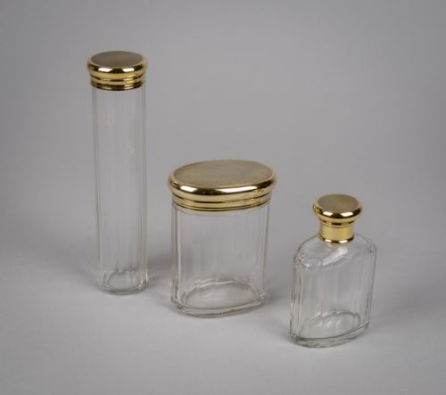 B & G West, London, 1942, Three Silver Gilt Dressing Table Jars .