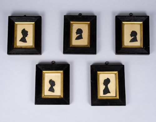 Five Irish Bronzed Portrait Silhouettes - Lisburn County, Sept 1833.
